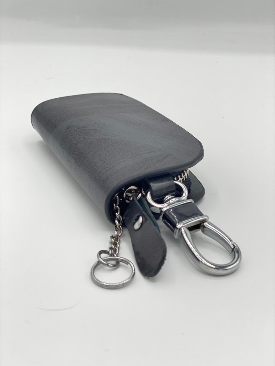 Charcoal Grains Key Case With Metal Clasp