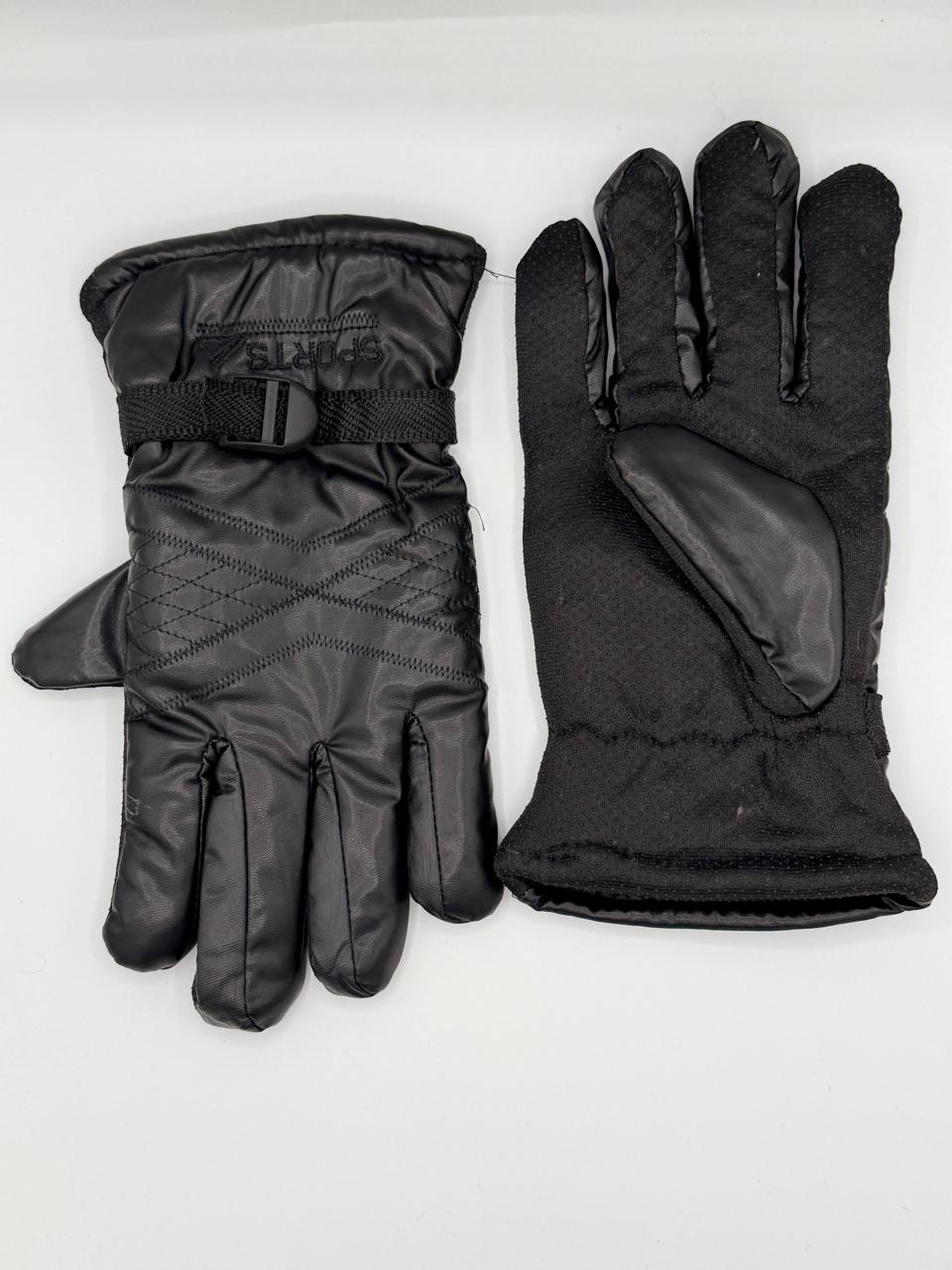 Men's Leather Winter Motorcycle Gloves With Sports Wrist Strap