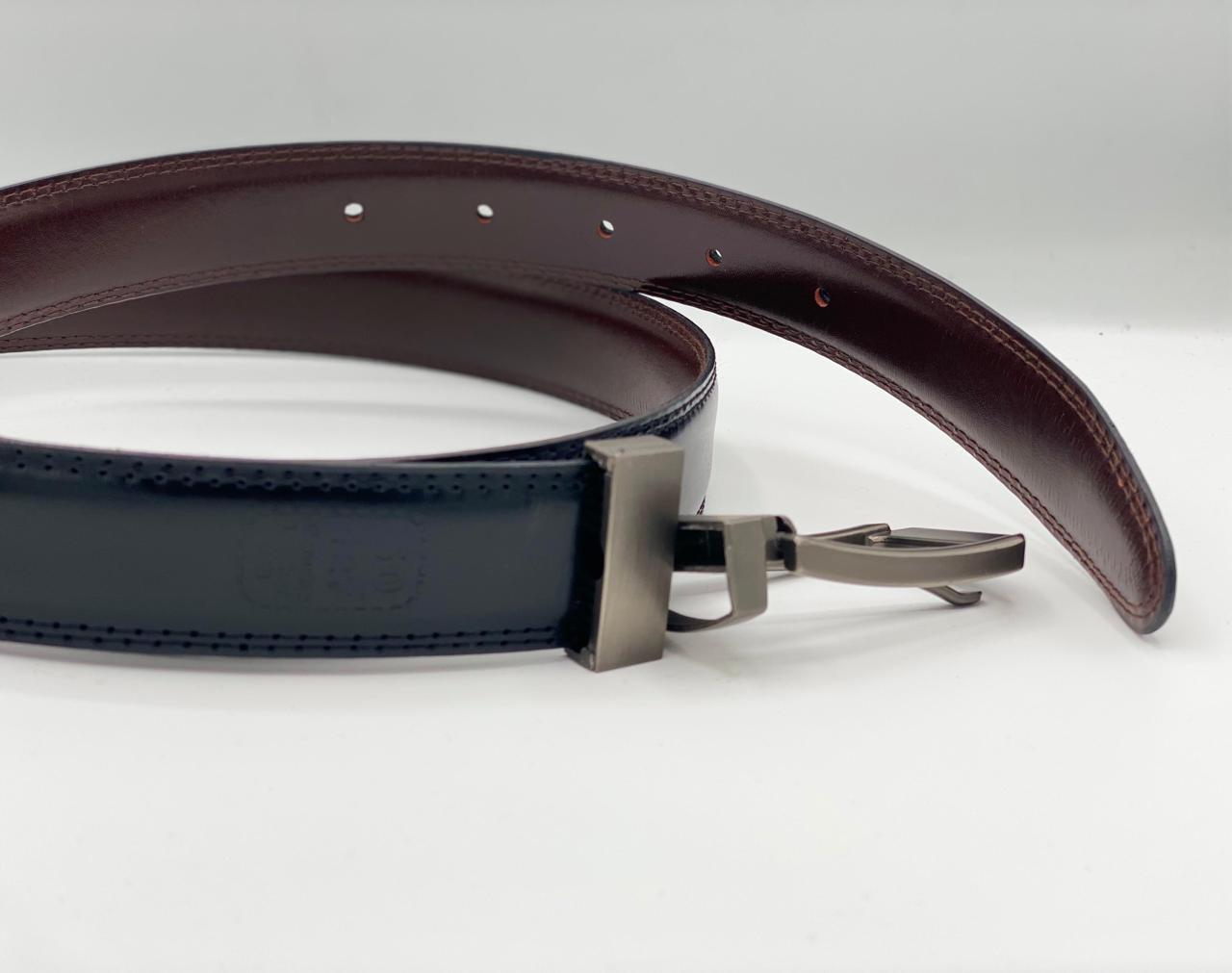 Men's Leather Belt 2 In 1 Double Sided Black And Brown - Image 2
