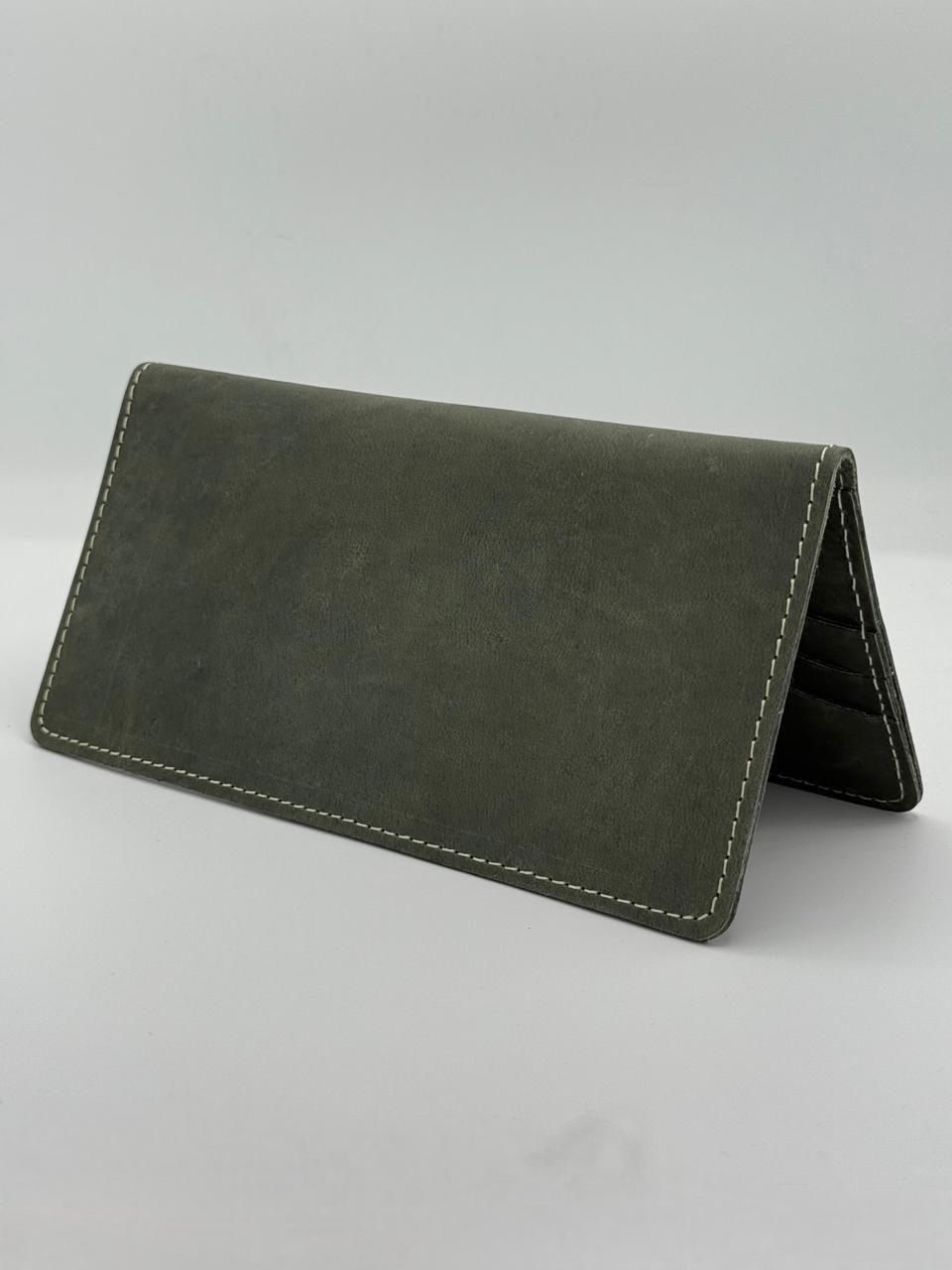 Men's Premium Army Green Full Plain Pure Leather Wallet